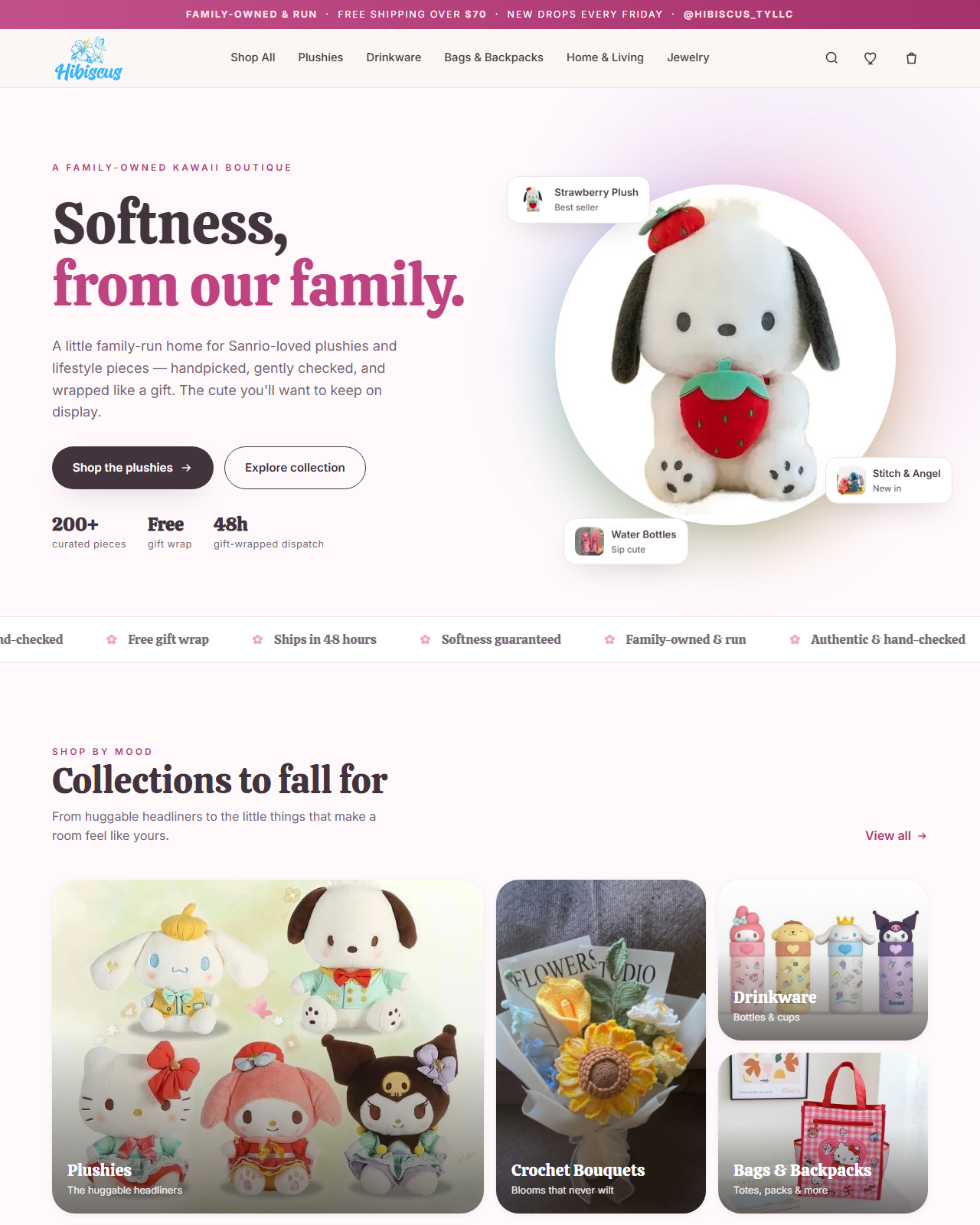 Hibiscus T&Y LLC — kawaii boutique storefront homepage